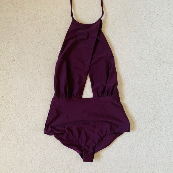 Maroon halter bodysuit - Picture 1 of 2